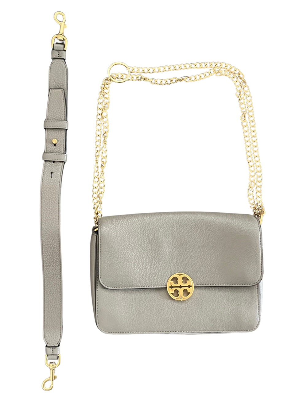 Tory Burch Gray Leather Chelsea Shoulder Bag